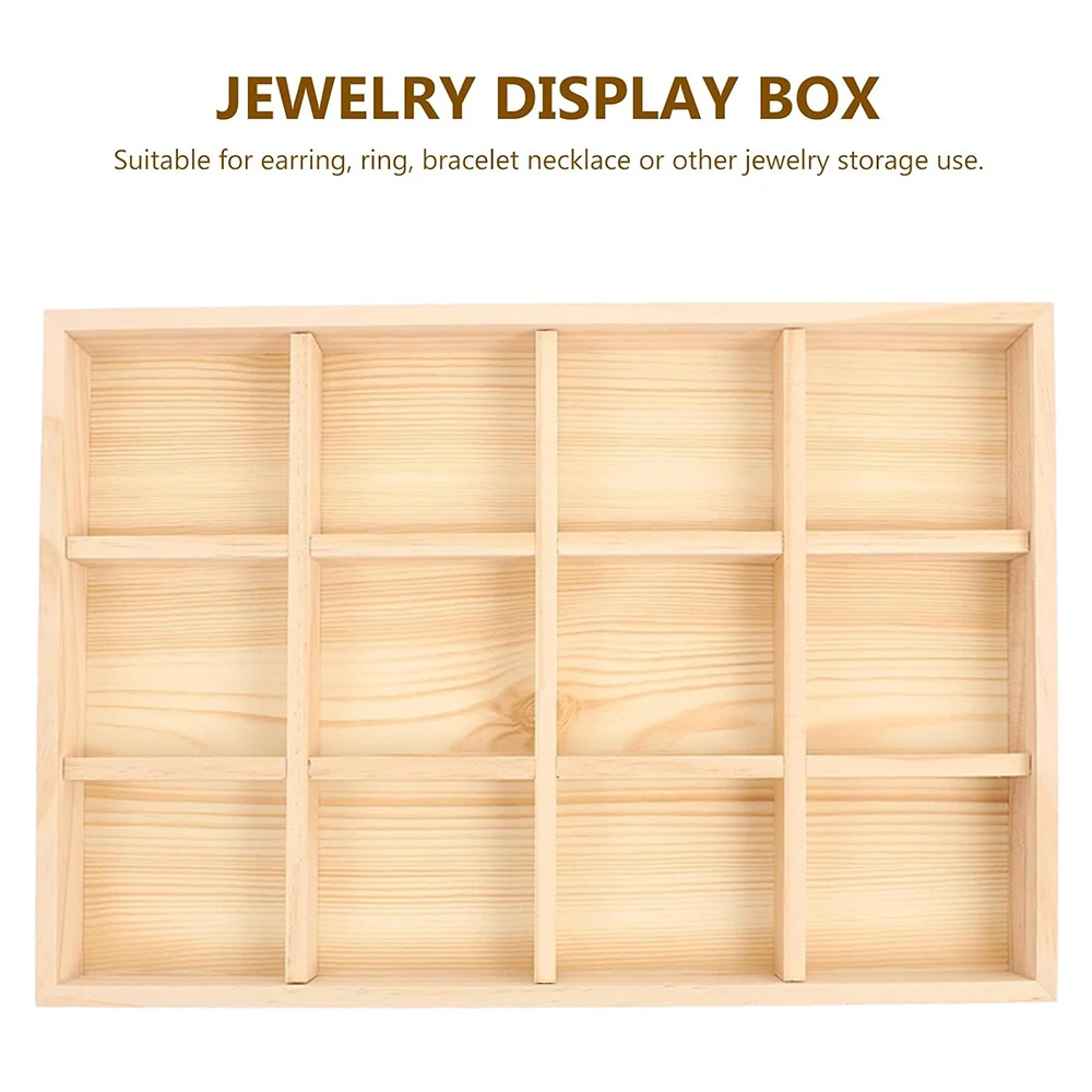 Jewelry Organizer Wooden Tray Display Storage for Jewelry Earring Bracelet Collections Boxes Decoration Props Gift 12 Grids