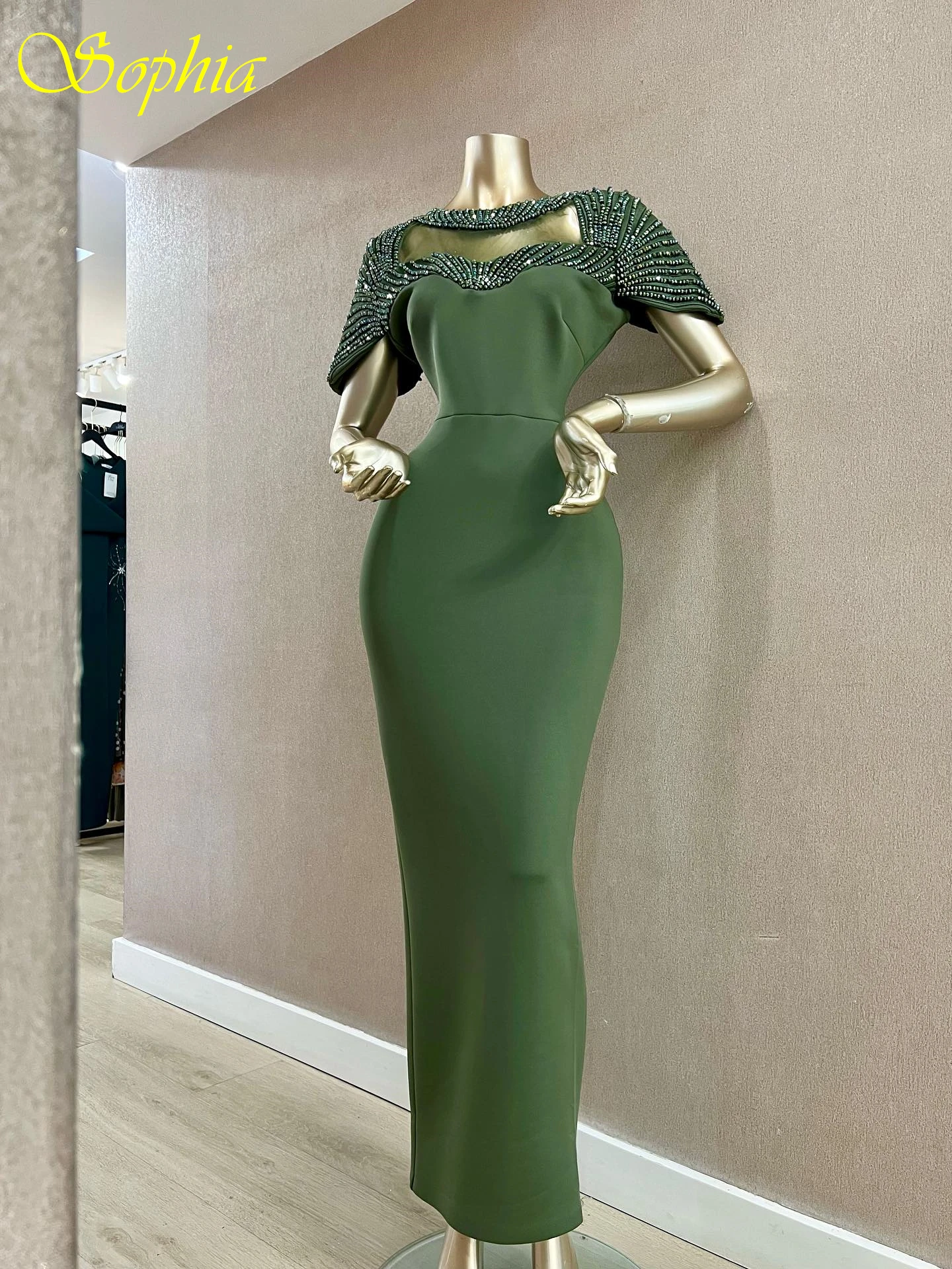 

Customized Straight Crew Neck Short Sleeves Elegant Evening Dress High Quality Celebrity Gowns Fashion Party Dress Party Dress