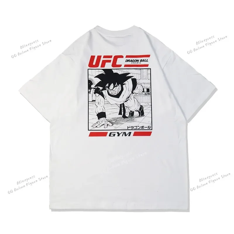 2024 Dragon Ball Ufc Goku Cartoon Ancient Large Size Round Neck Print Tide T-shirt Retro Tops Summer Sports Body Shirt Boy Gift