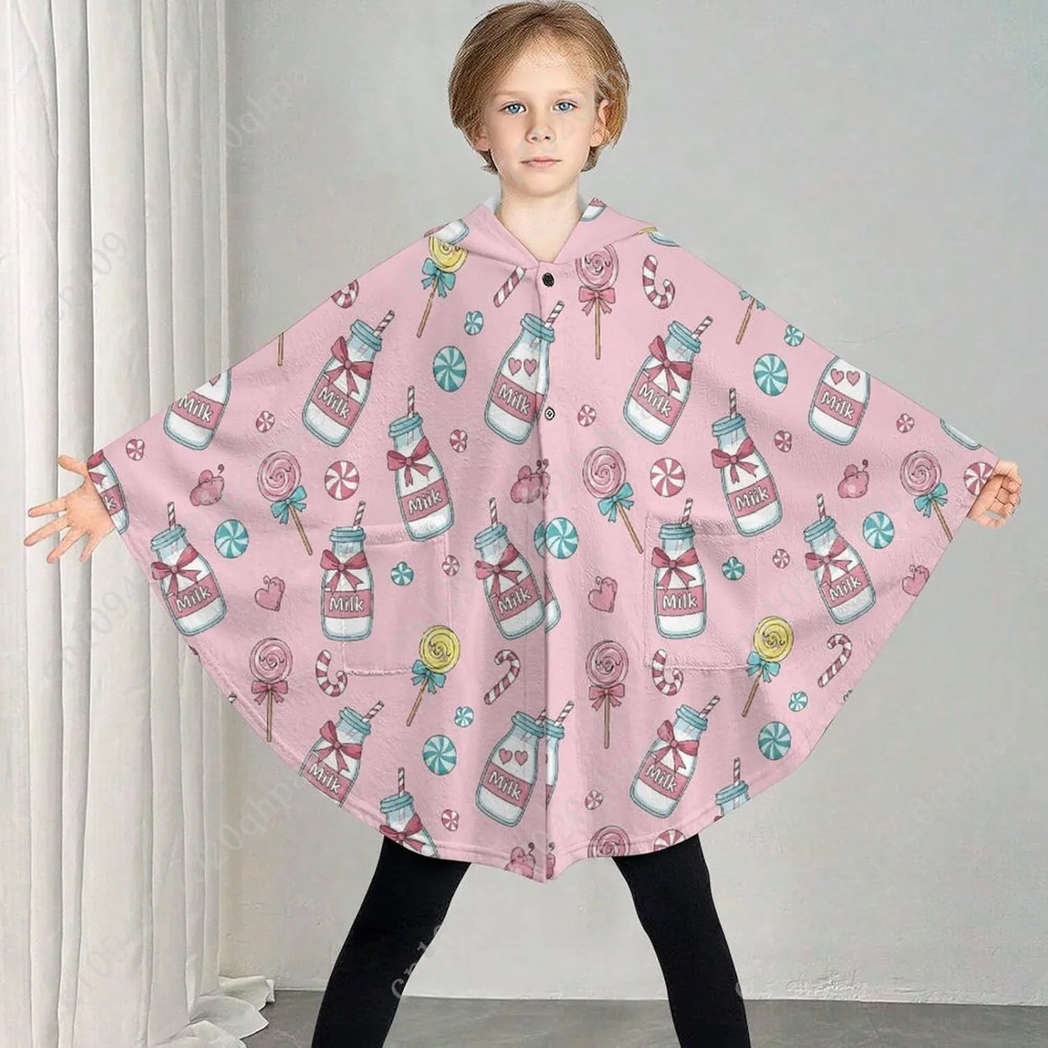 Уютный фланелевой свитер-одеяло, молочные бутылки, конфеты, большая толстовка с карманами для детей и подростков