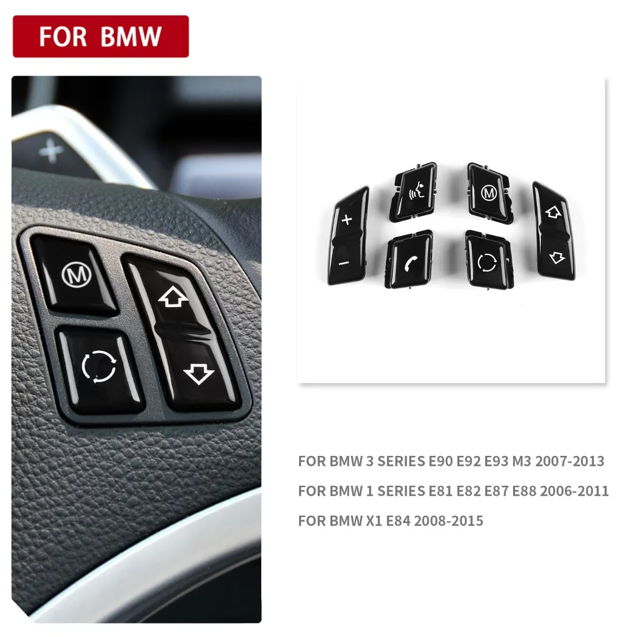 For BMW 1 3 Series X1 E90 E92 E93 M3 E81 E82 E87 E88 E84 Steering wheel button multi-color decorative cover