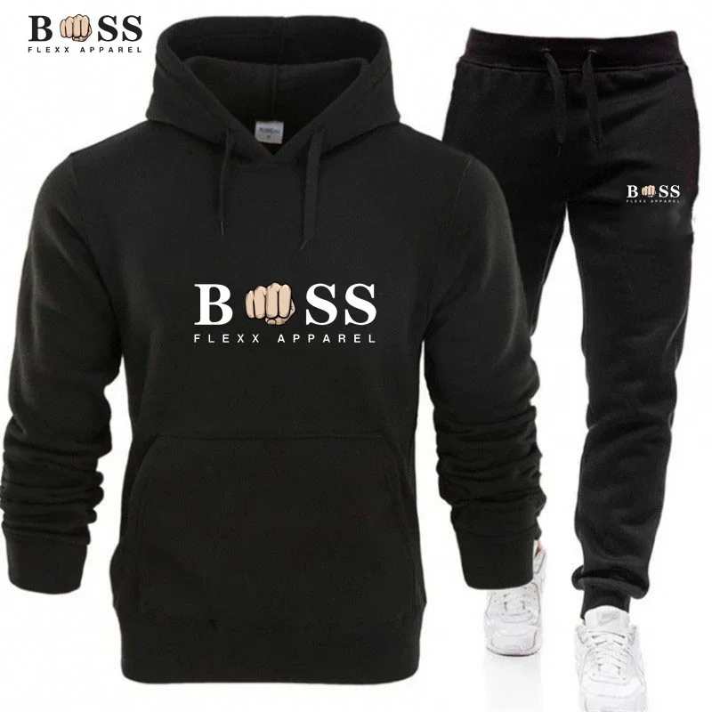 2023 Autumn/Winter Men\'s and Women\'s Hooded Sweatshirt Set Couple Jogging Sweatshirt Plus Size Street Sportswear Set