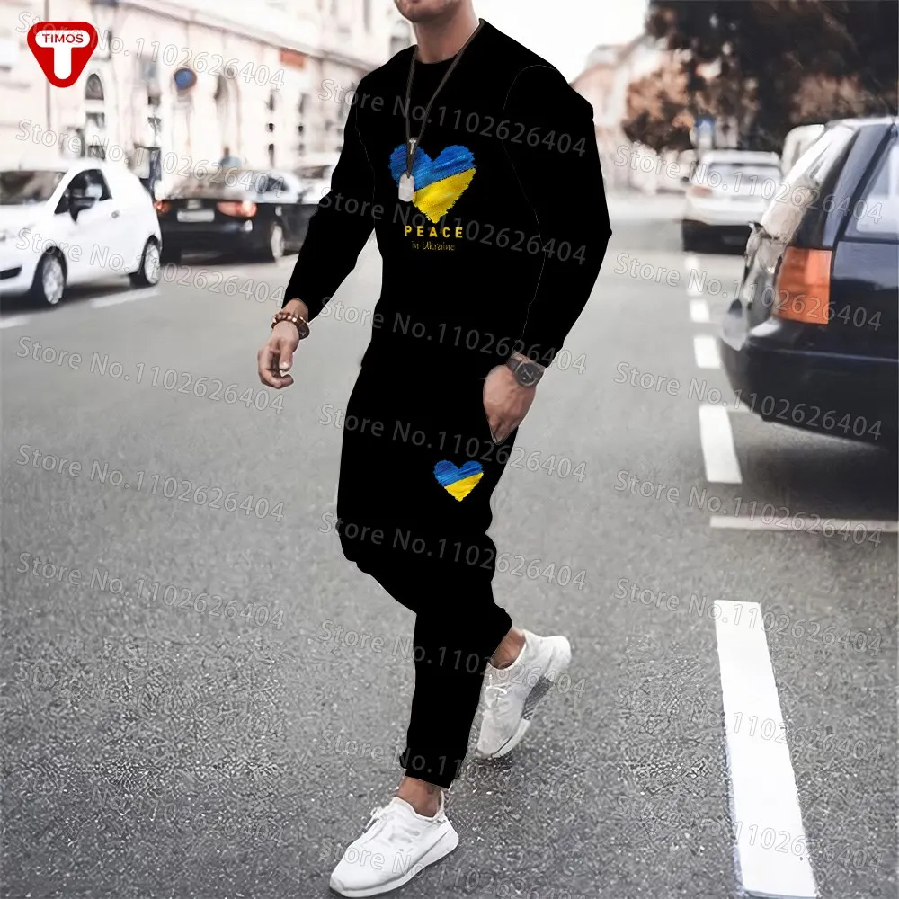 Ucrânia Roupas Homens Treino T-Shirt Calças Grande Tendência Casual 3D Impresso Mulheres Esportes Ternos Estilo Ucraniano Suites