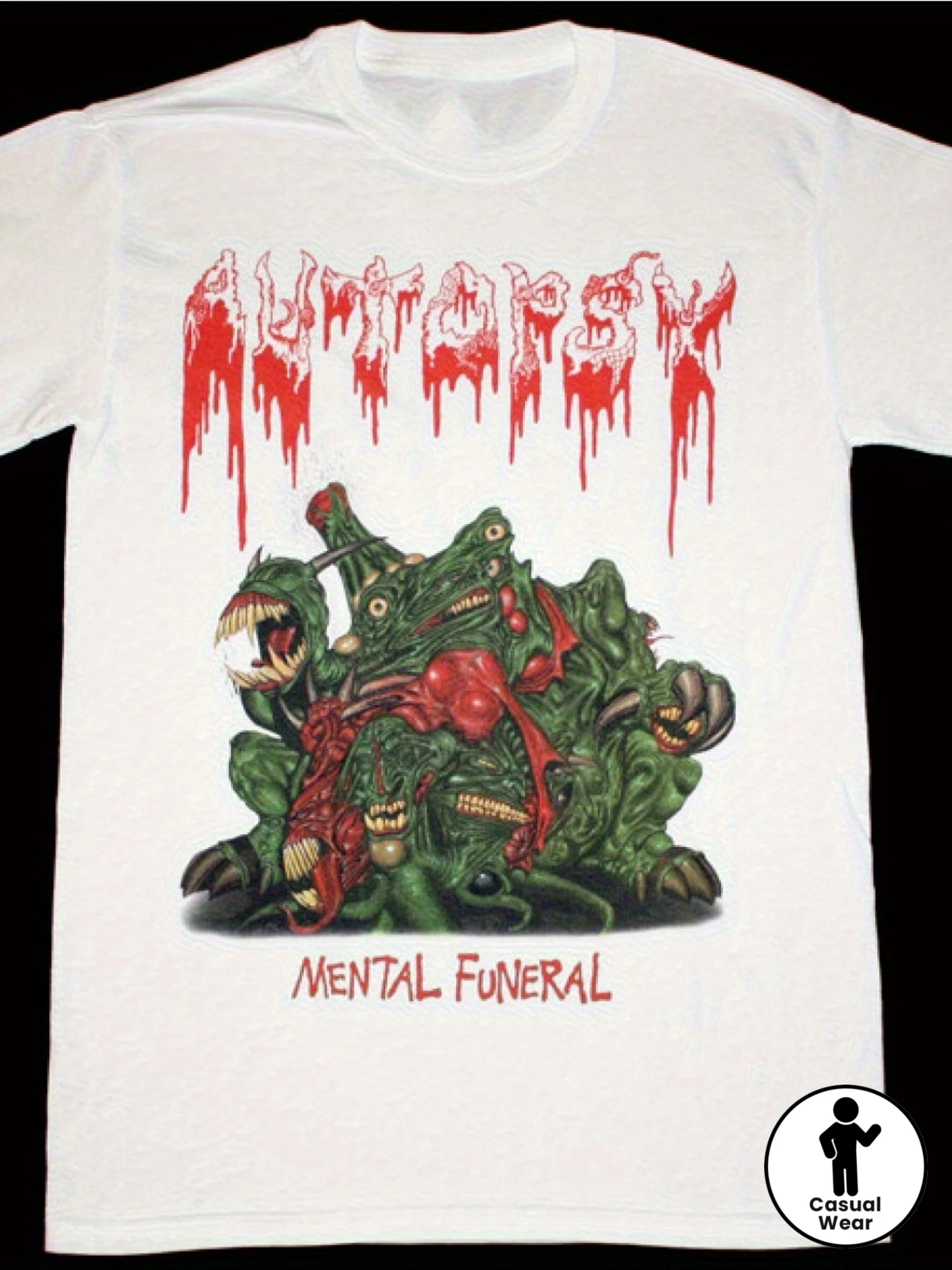 Autopsy T-shirt White Cotton Regular Fit Autopsy Spirit Funeral Band Logo Horror Monster Summer Casual Wear