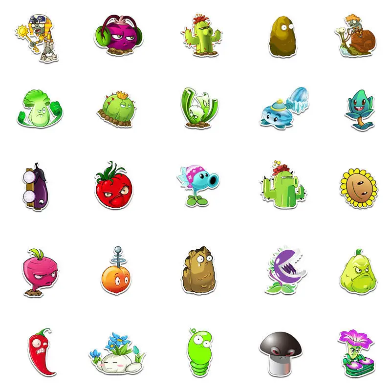 60 Non-repetitive Game Plants Vs. Zombies Series Stickers Mobile Phone Laptop Suitcase Decoration Stickers