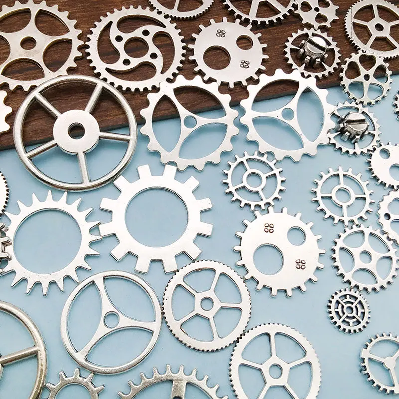 50g/bag Random Mix Color Mix Size Metal Mechanical Steampunk Cogs Gears Charms Pendant For DIY Jewelry Making Accessories image 3