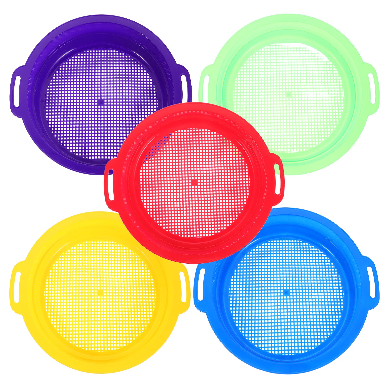 5Pcs Kids Beach Sand Sifter Set Mesh Strainer for Sandbox Backyard Pool Outdoor Summer Play Rock Shell Collector Sand Sieve