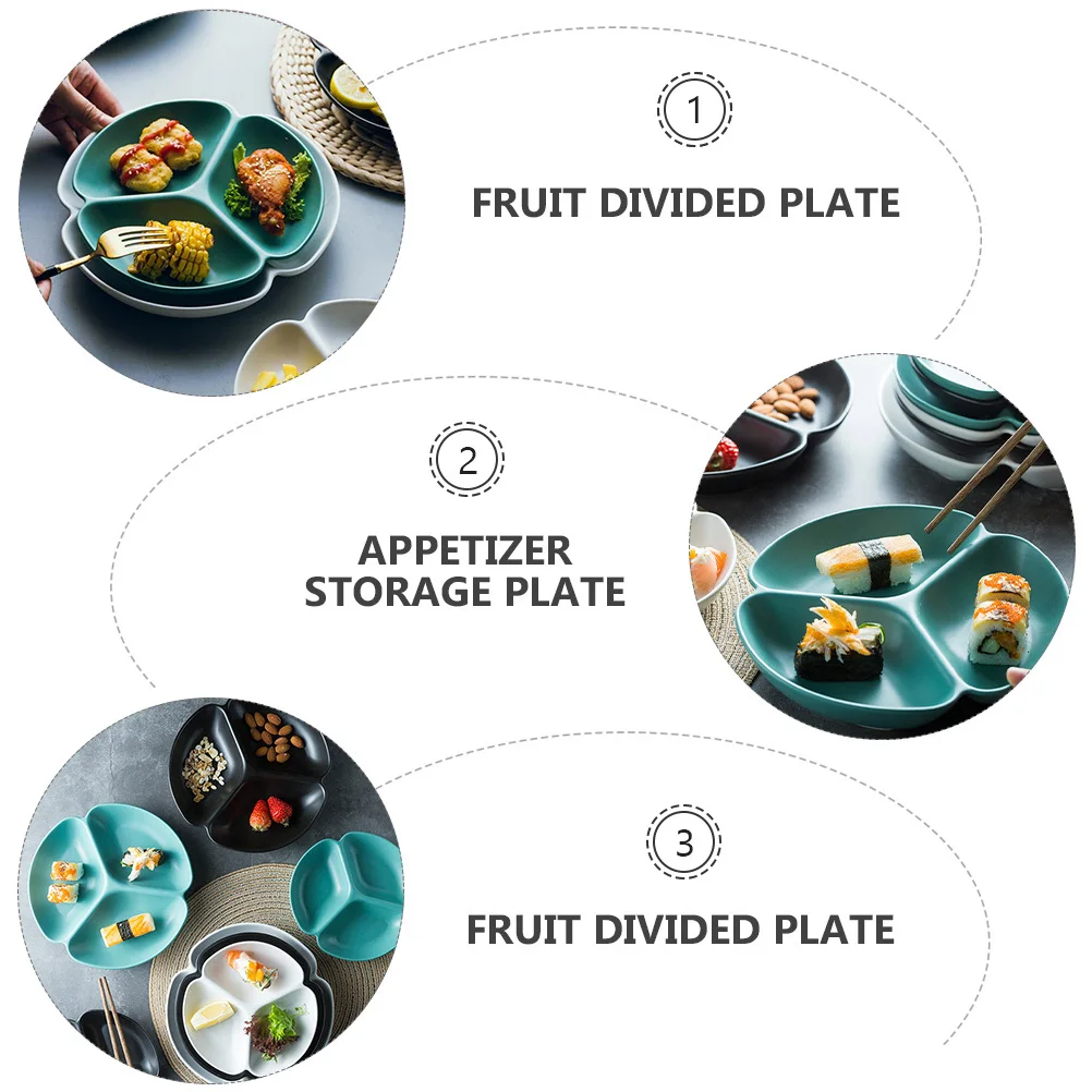 

1Pcs Ceramic Divided Plate Multifunctional Fruit Tray Smooth Surface Porcelain Easy Clean Appetizer Serving Platter