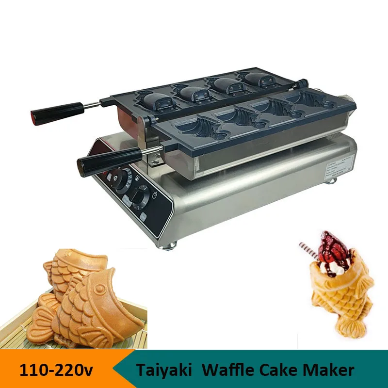 Komercyjna elektryczna 4 szt. W kształcie ryby otwarte płytki Taiyaki do maszyna Taiyaki rożków do lodów maszyna do gofrów