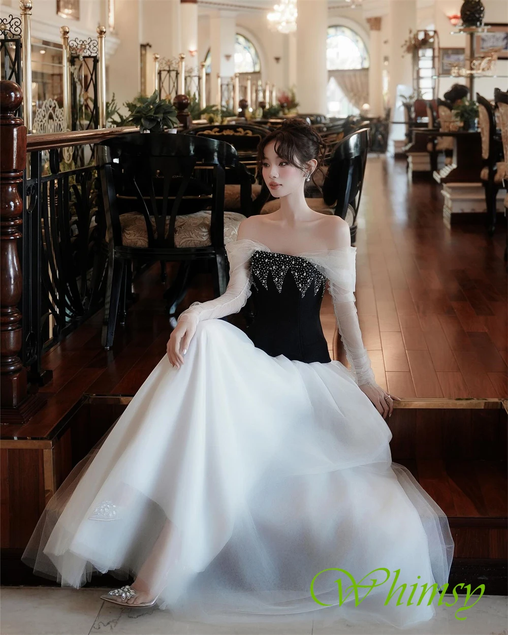 Aangepaste mode contrasterende kleur avondjurk luxe tule homecoming-jurken temperament kristal op maat gemaakte gelegenheidsjurken