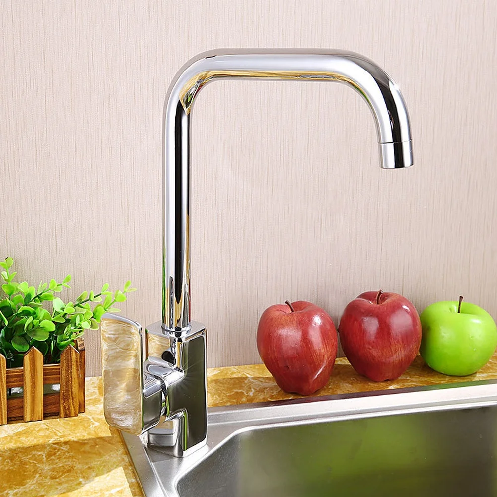

Square Kitchen Faucet Hot Cold Water Brass Tap for Laundry For Dish Basin Sink with Dual Control Chrome Finish