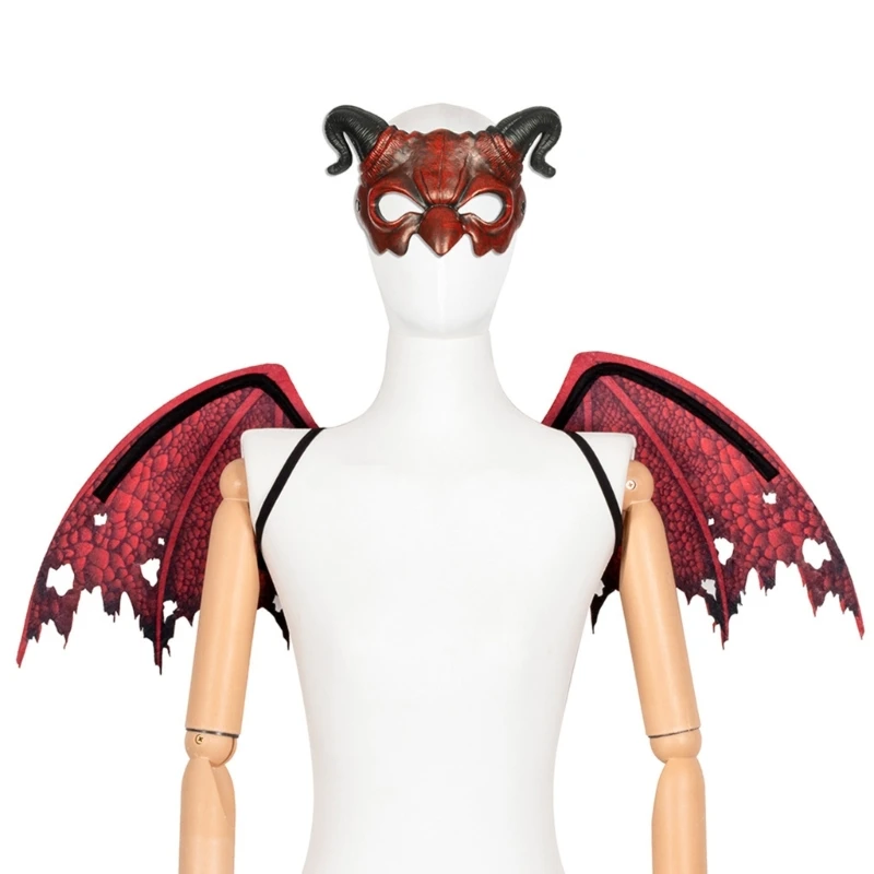 Dragon Wing Kostuum Demonen Masker Eagled Animal Wing Halloween Cosplays Accessorise voor volwassen kinderen Devils Wing/Masker