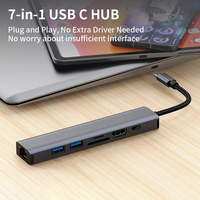 7-in-1 USB C HUB Docking Station 4K30Hz HDMI USB3.0 5Gbps PD100W RJ45 SDTF USB Splitter Card Reader for MacBook Pro Air Laptop