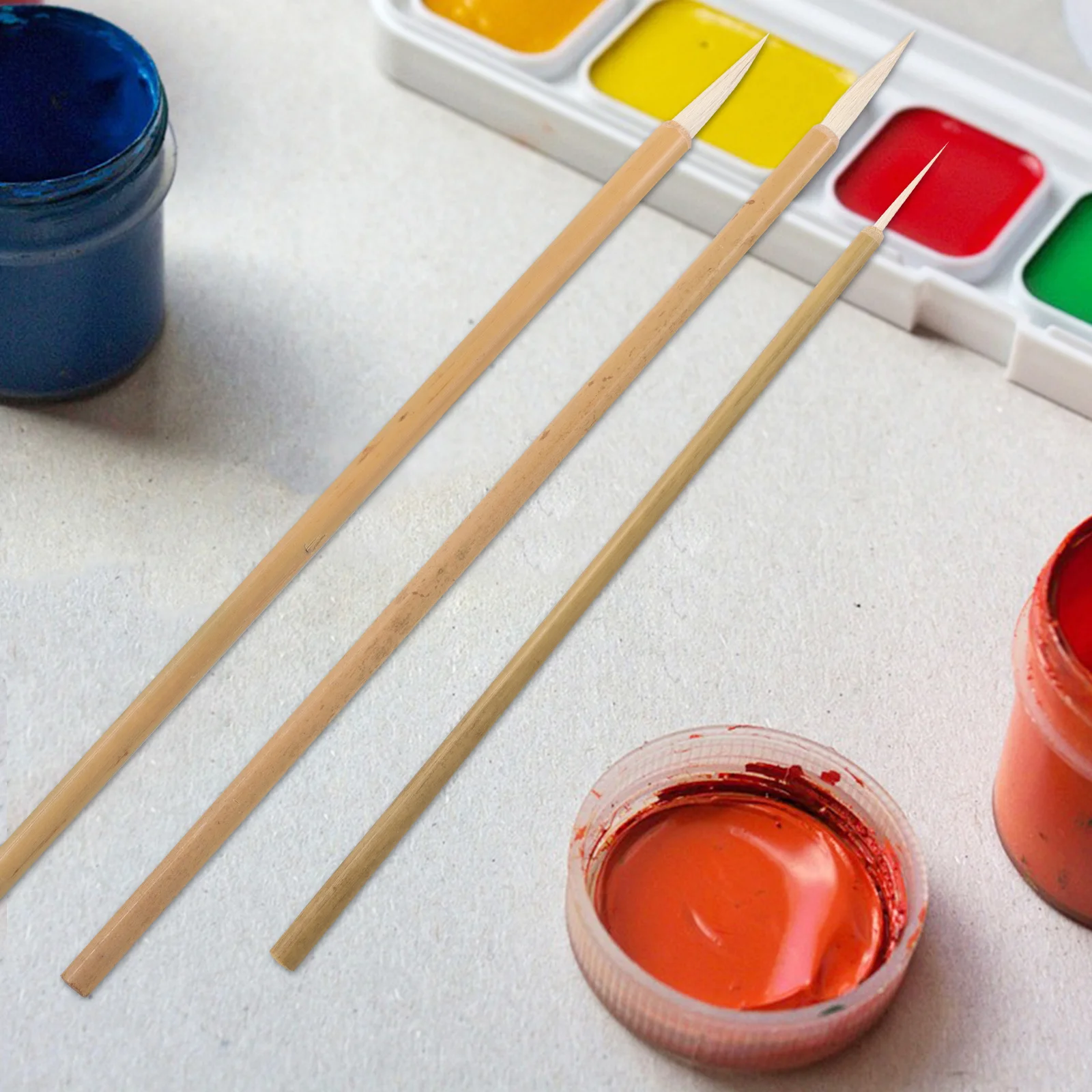 

3Pcs Ceramic Detail Paint Brush Set Perfect for Acrylic Watercolor Oil Painting Pottery Art Students Artists Lightweight Bamboo
