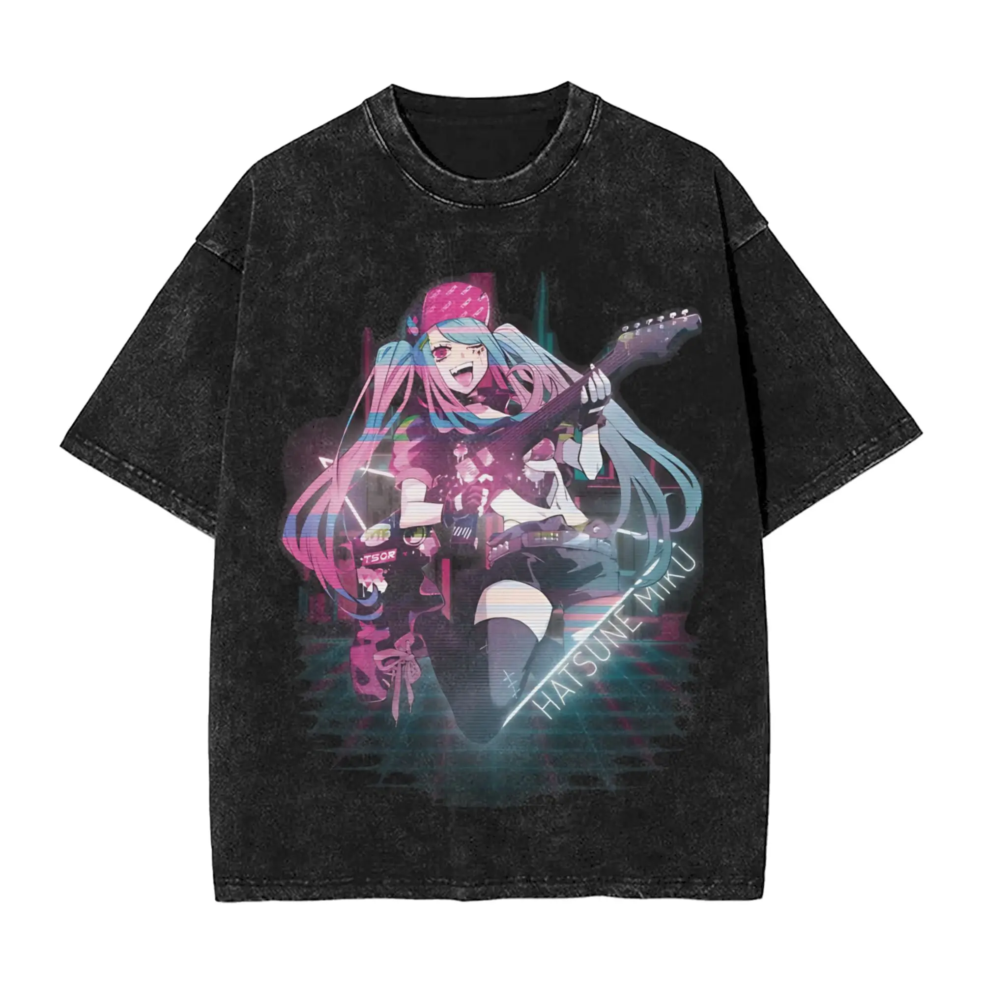 vocaloid-binary-horizon-01-初音ミク-ヴィンテージ-ウォッシュド-tシャツ-メンズ-コットン-トップス-tシャツ-カジュアル-ラウンドネック-半袖