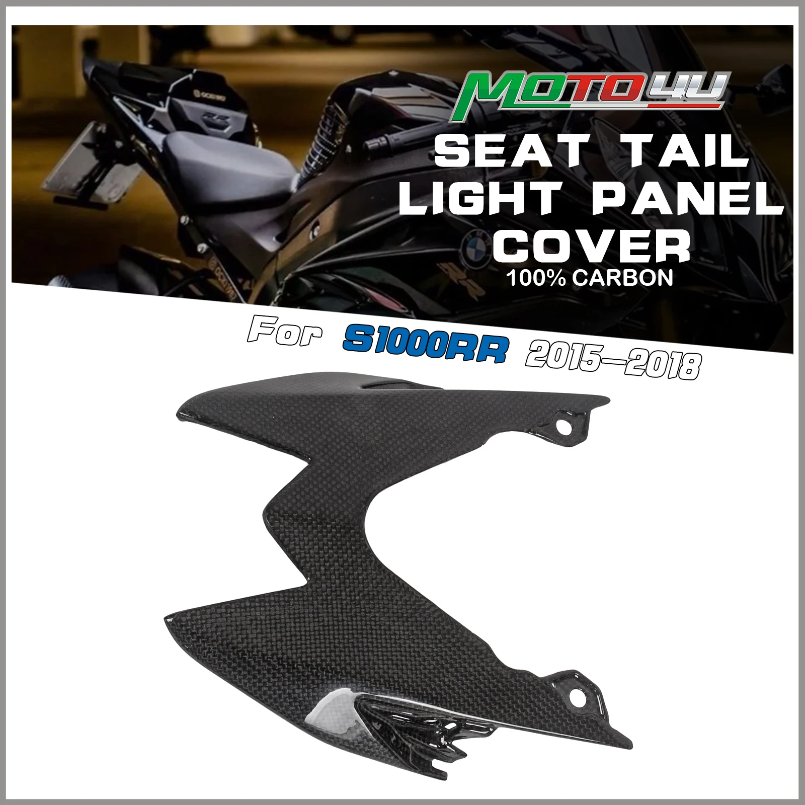 

MOTO4U For BMW S1000R S1000RR 2014 2015 2016 2017 2018 100% Carbon Fiber Seat Tail Light Panel Cover Fairing Tail Light Cover
