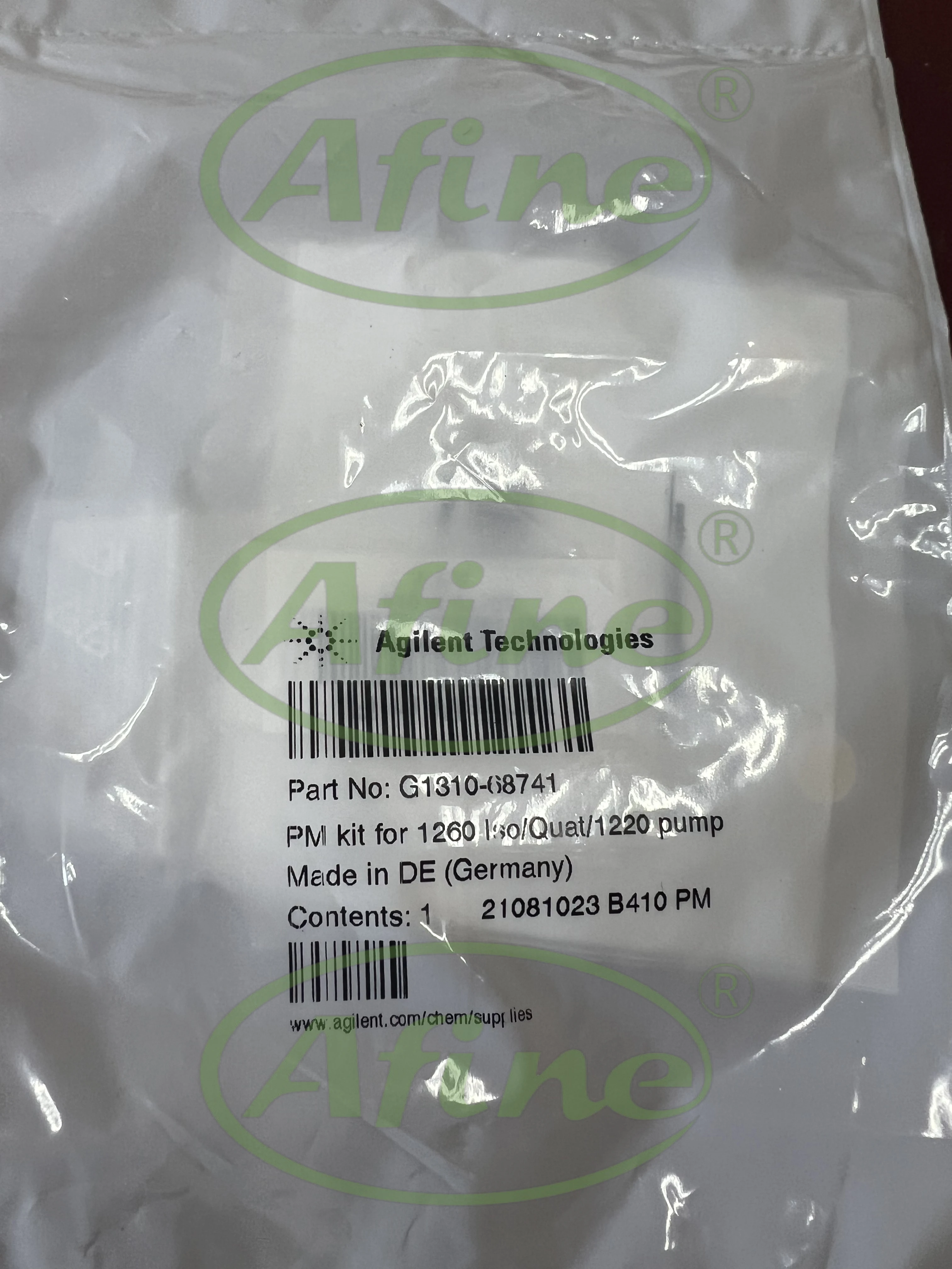 

AFINE Agilent G1310-68741, Maintenance Kit, for 1260 Infinity/Infinity II isometric pumps, four element pumps