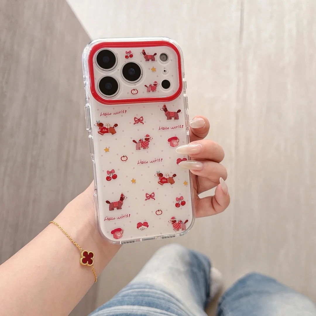 

Merry Christmas Style Dachshund Dog lanyard Phone Case For iPhone 17 16 15 14 Pro Max INS Korean Cute Cartoon Cover