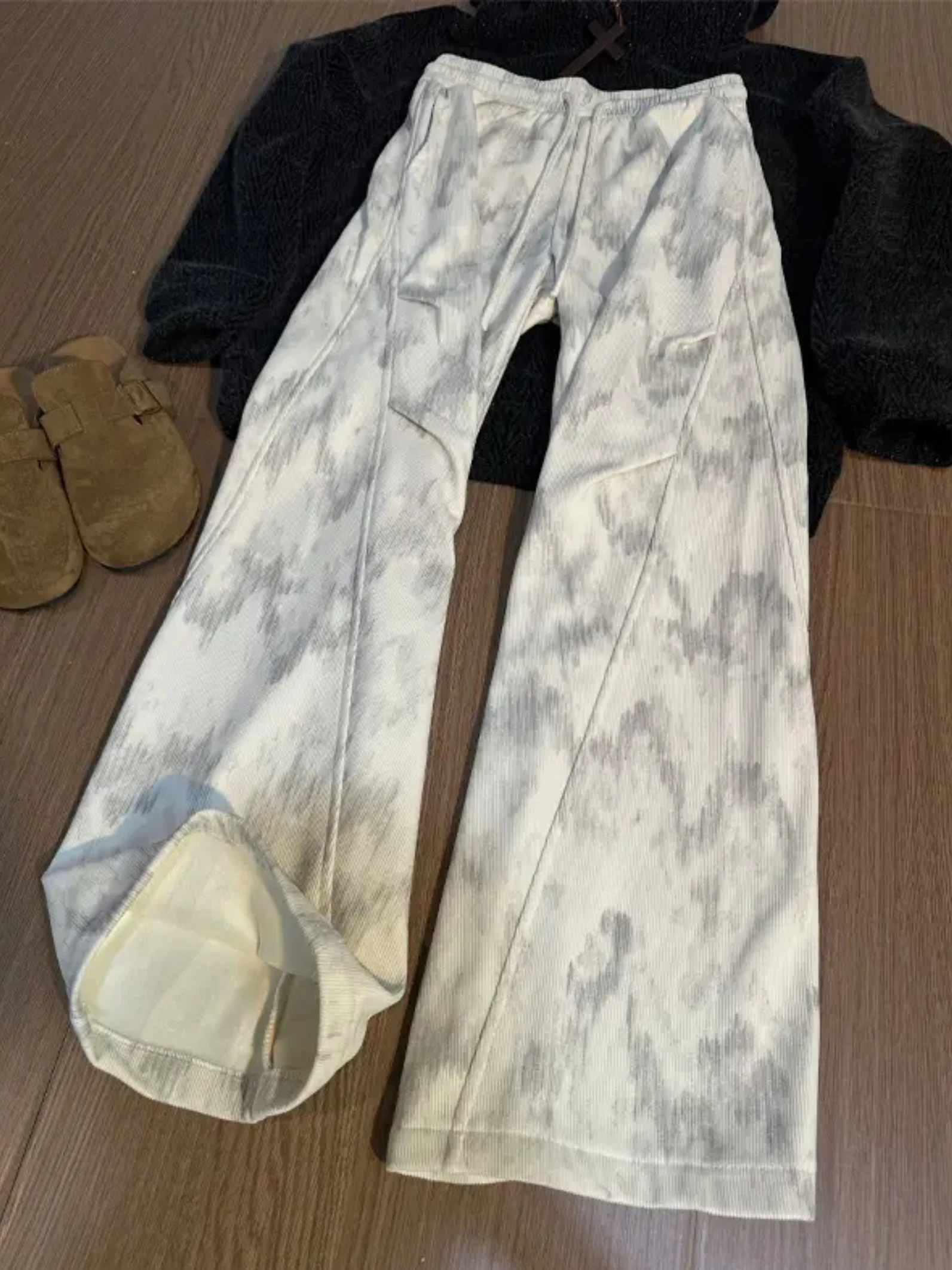 

Теплые мужские повседневные брюки American Sle Thiened, осенне-зимние тяжелые драпированные свободные прямые удобные брюки с драпировкой