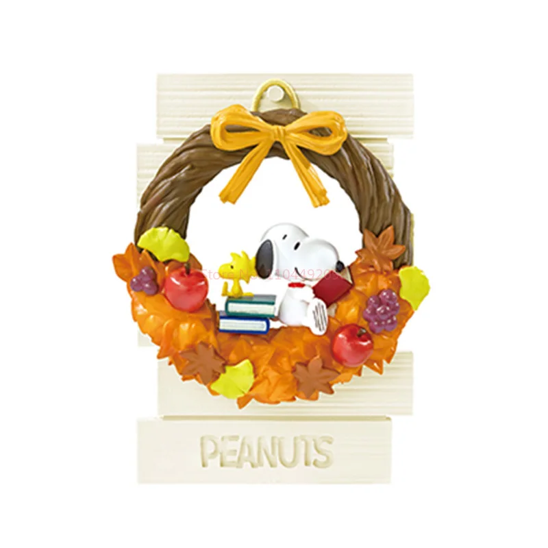 Caja ciega de la serie Re-Ment Snoopy Wreath, colección de adornos de escritorio, artículo de moda, regalos de cumpleaños de alta calidad, genuino, en Stock