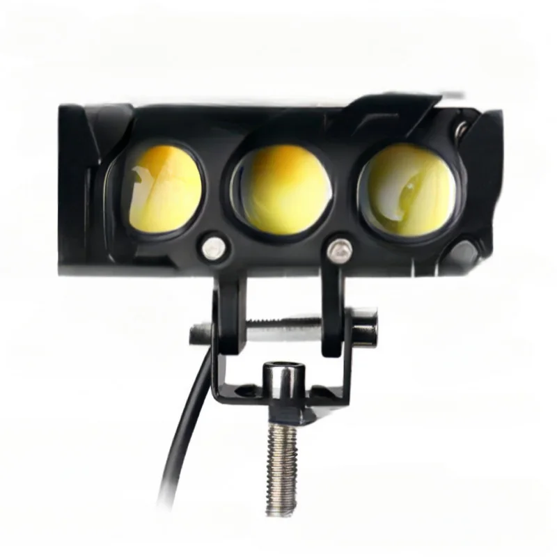 For Motorcycle Spotlight External Three-Bead High Brightness Three-Light Flashing Yellow White Light LED Road