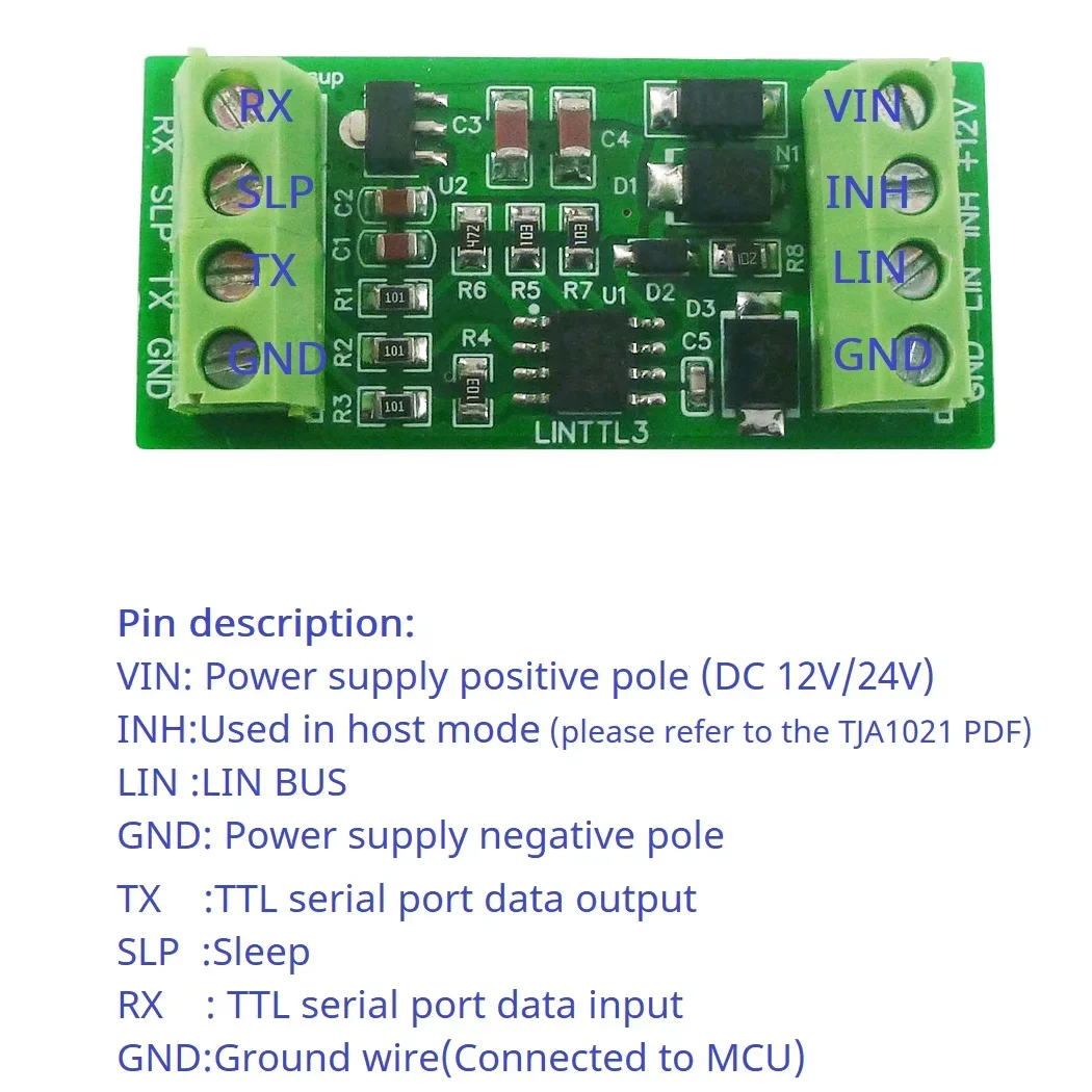 LINTTL3 TTL UART naar LIN Can Bus Converter Data Analyzer LIN 2.1/SAE J2602 Transceiver LIN Bus Master-Slave Protocol Controller