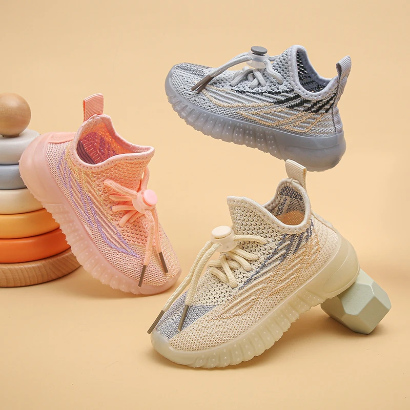 Boy Girl Lightweight Coconut Shoes Kids Spring and Autumn Sneakers Soft Breathable Running Knitting Infant Teenage Mesh Sports