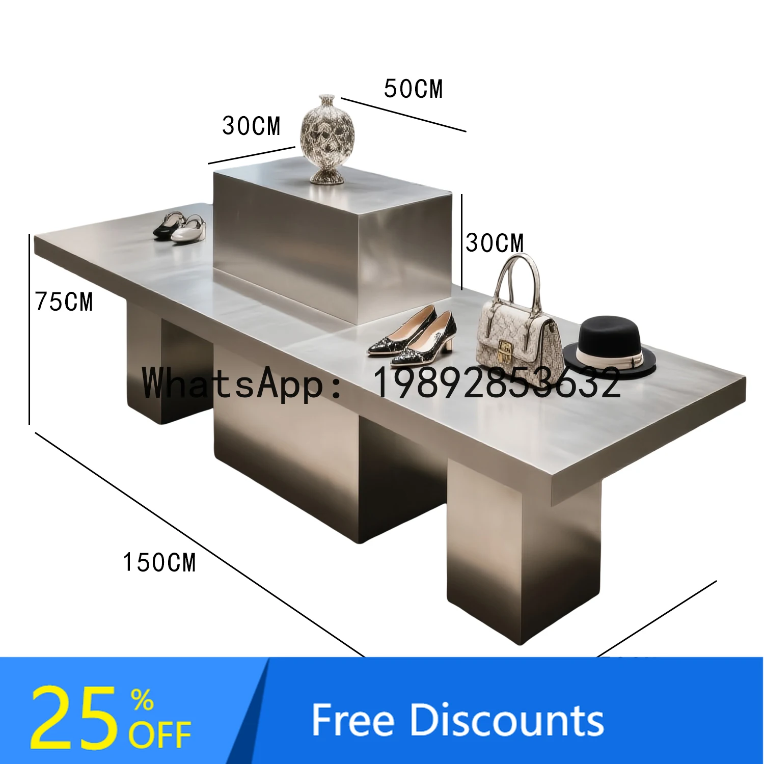 

CC Clothing store Nakajima product display stainless steel display table beauty salon water table