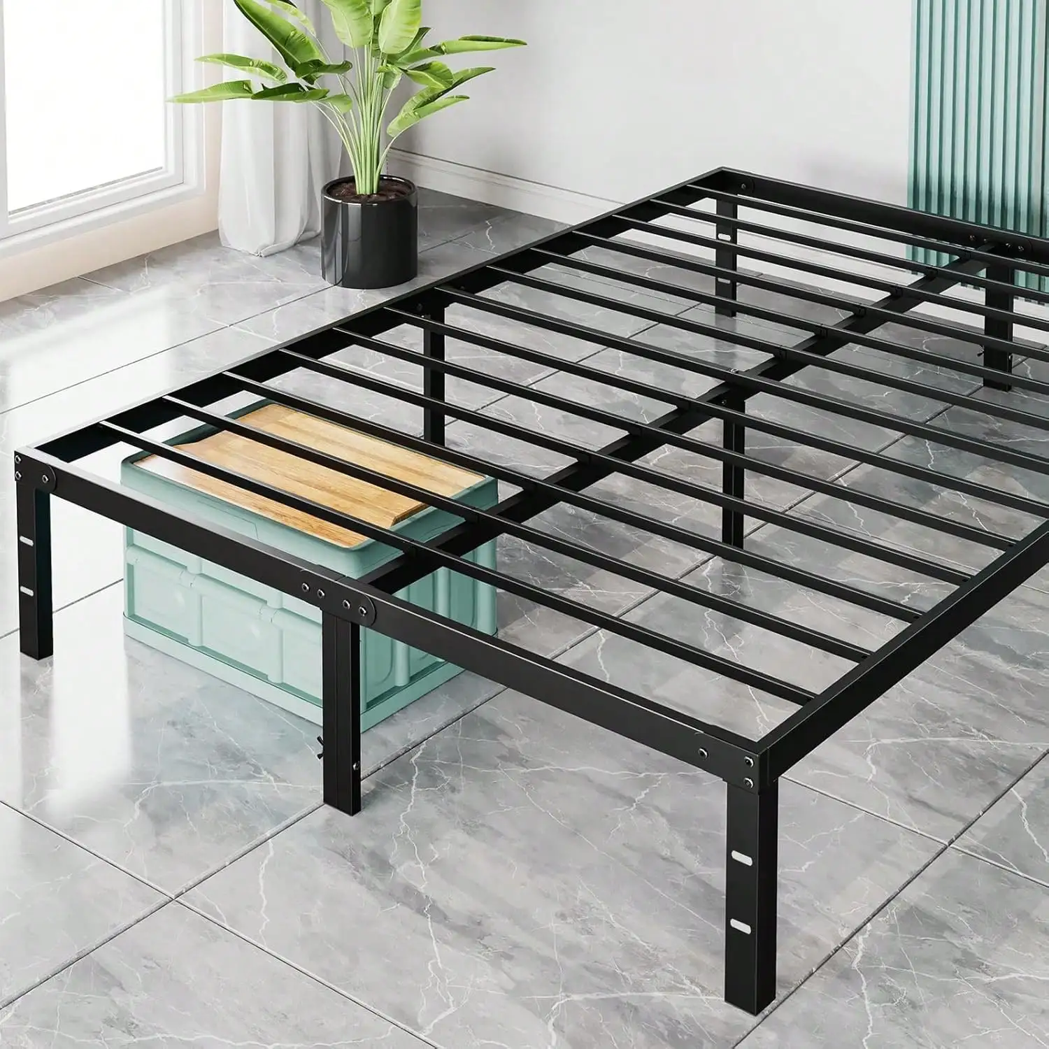 

Heavy Duty Metal Bed Frame With Storage Space, Noise-Free Platform Base,King & Queen Size – 14in 16in 18i