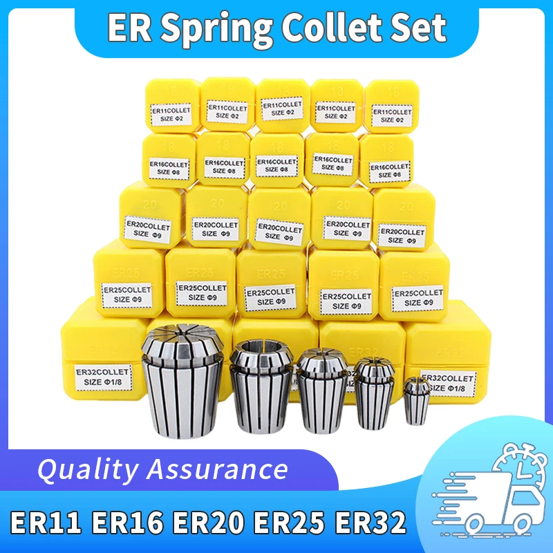 

1 Set Spring Collet ER11 ER16 ER20 ER25 ER32 Collet Chuck Set for CNC Machining Center Engraving Machine Lathe Mill Tool