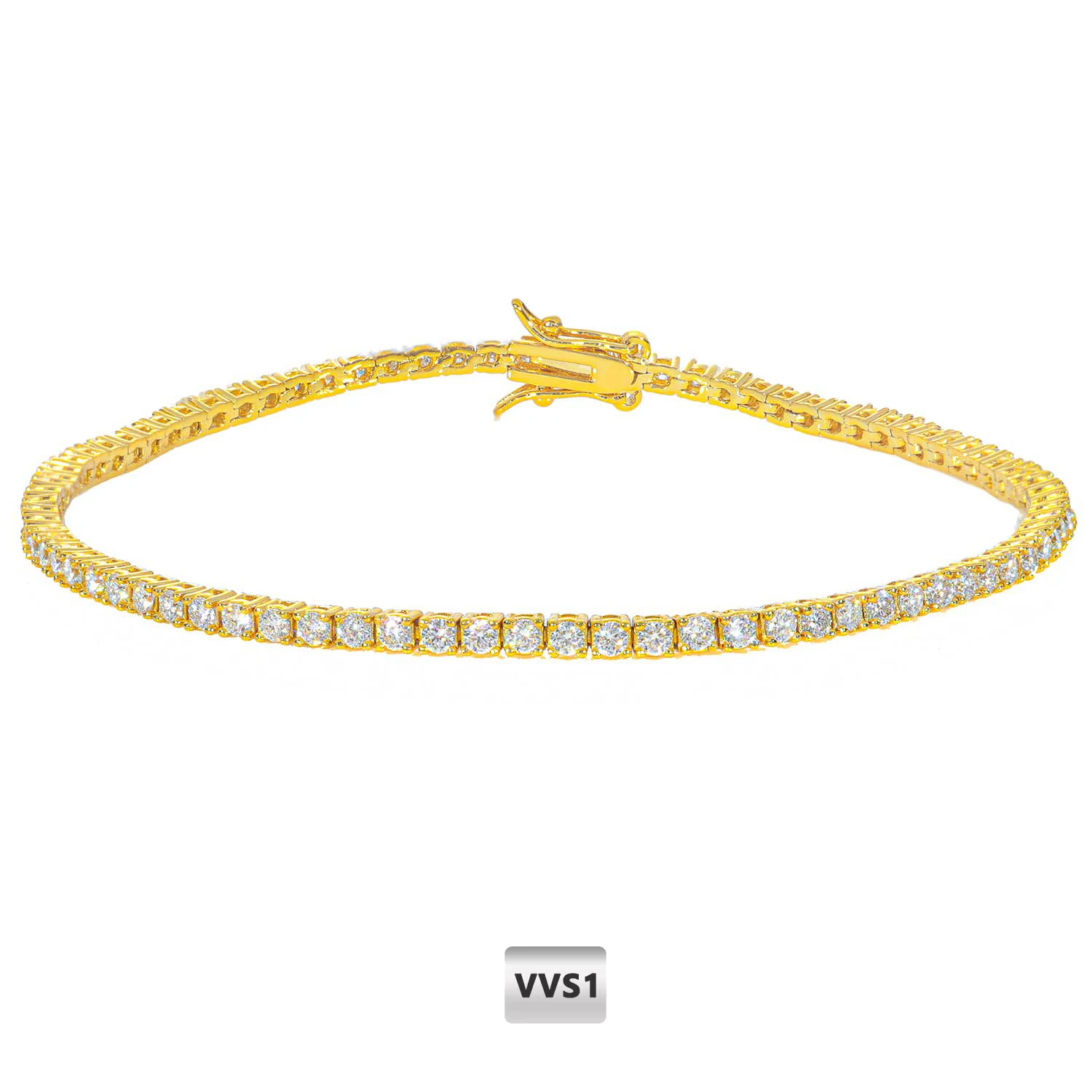 Nuoya 2mm Moissanit Tennis-Armband Messing 18k Vergoldet VVS Labor-Diamant mit GRA-Zertifikat für Männer und Frauen Großhandel