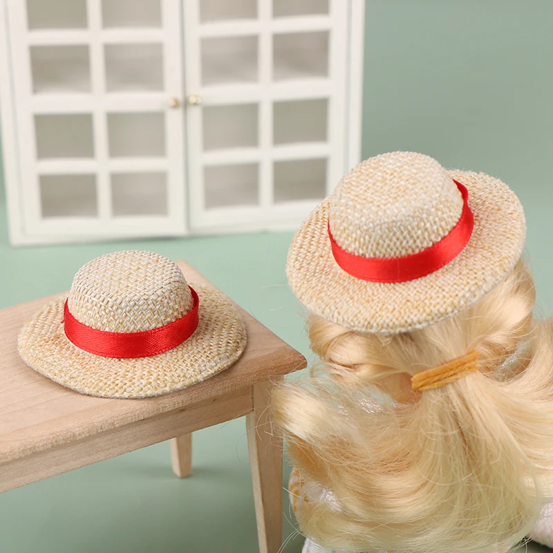 1PCS Doll House Doll Straw Hat Sun Cap DIY Decoration Toys For Doll Clothes Accessories