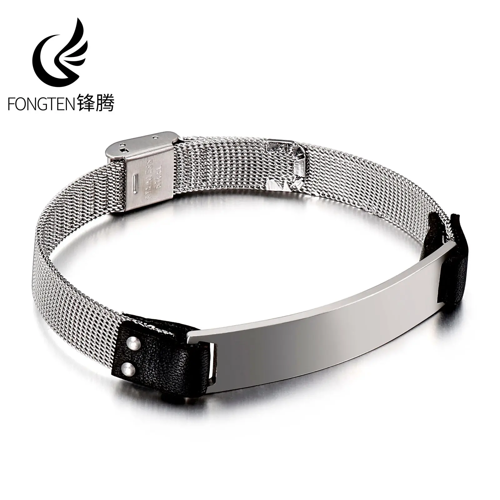 Fongten Curved Sand Faced Stainless Steel Bracelet For Men Playful Whimsica Trendy Strap Chain Fashion Jewelry Party Gifts