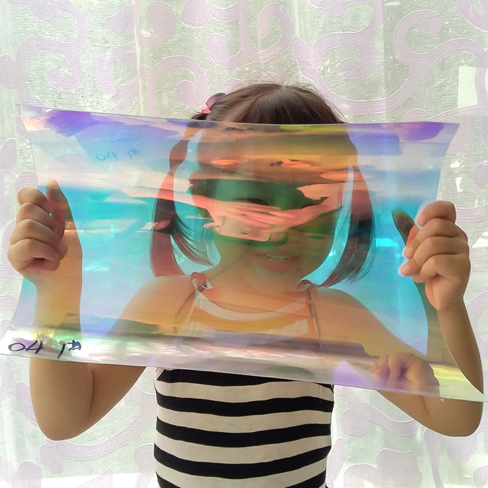 

4pcs A4 Transparent Rainbow Pvc Glitter Film Diy Luggage Clothing Fabric For Handbags Hair Bows Bags Crafts Footwear