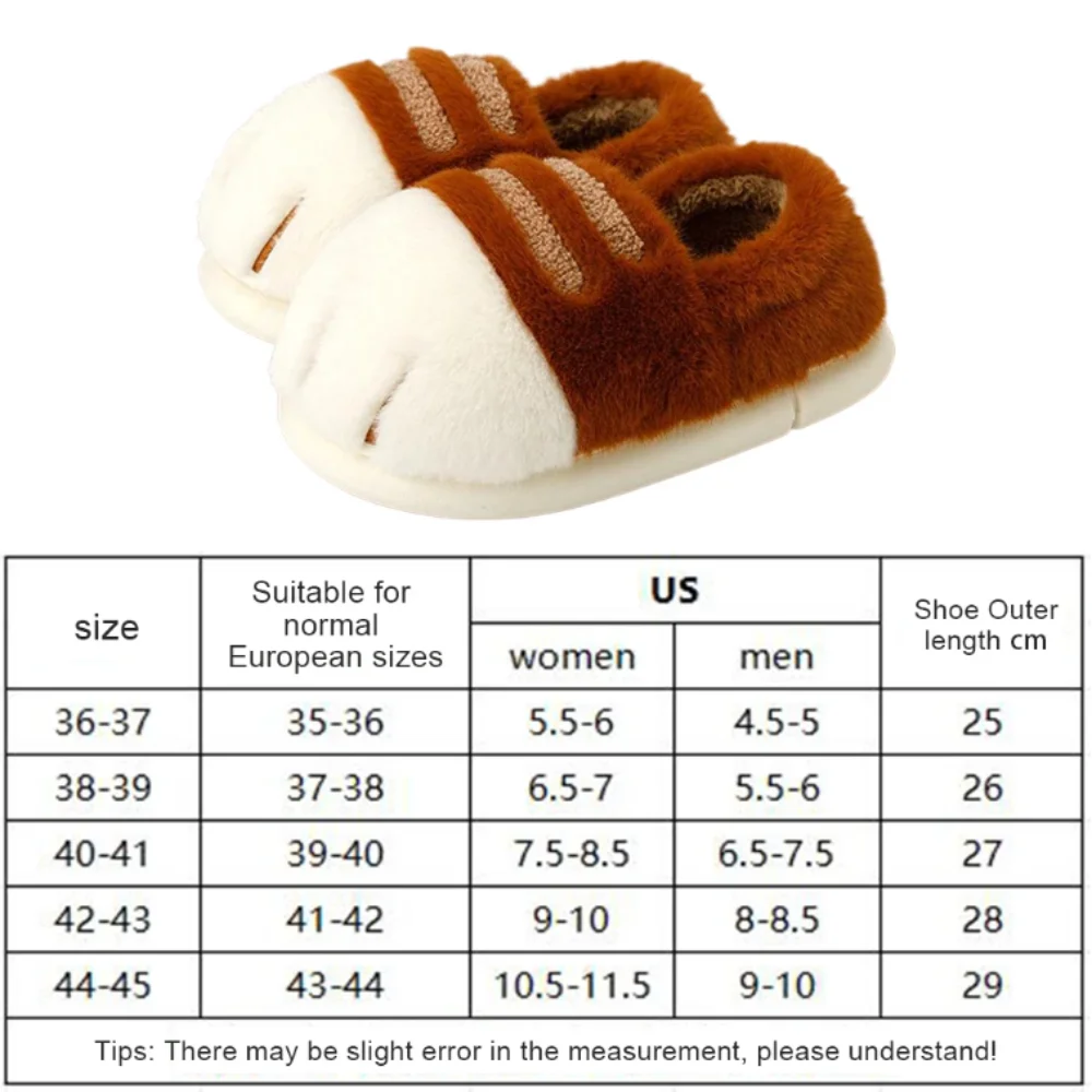 

Closed Heel Cat Paw Slippers Plush Material 3D Design Fluffy Slippers Fluffy Texture Warm Insulation Animal Claw Slipper