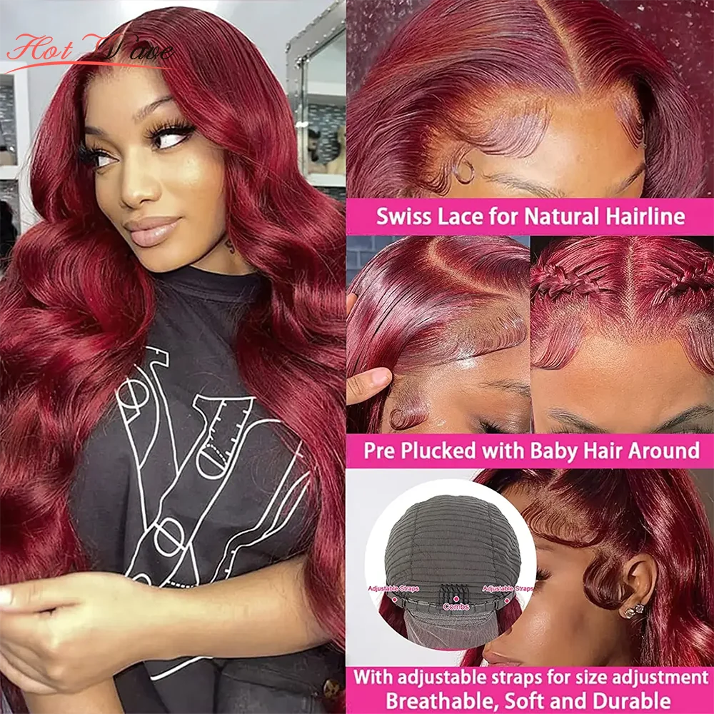 99j Burgundy 13x4 Lace Front Human Hair Wigs Red Colored Straight 13X4 Lace Frontal Wig For Women 30 34 Inch Cheap