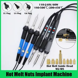 Porca de latão e calor para impressora 3D, ferramenta de inserção roscada, temperatura ajustável, ferro de solda digital, inserção de ponta, M2, M3-M8