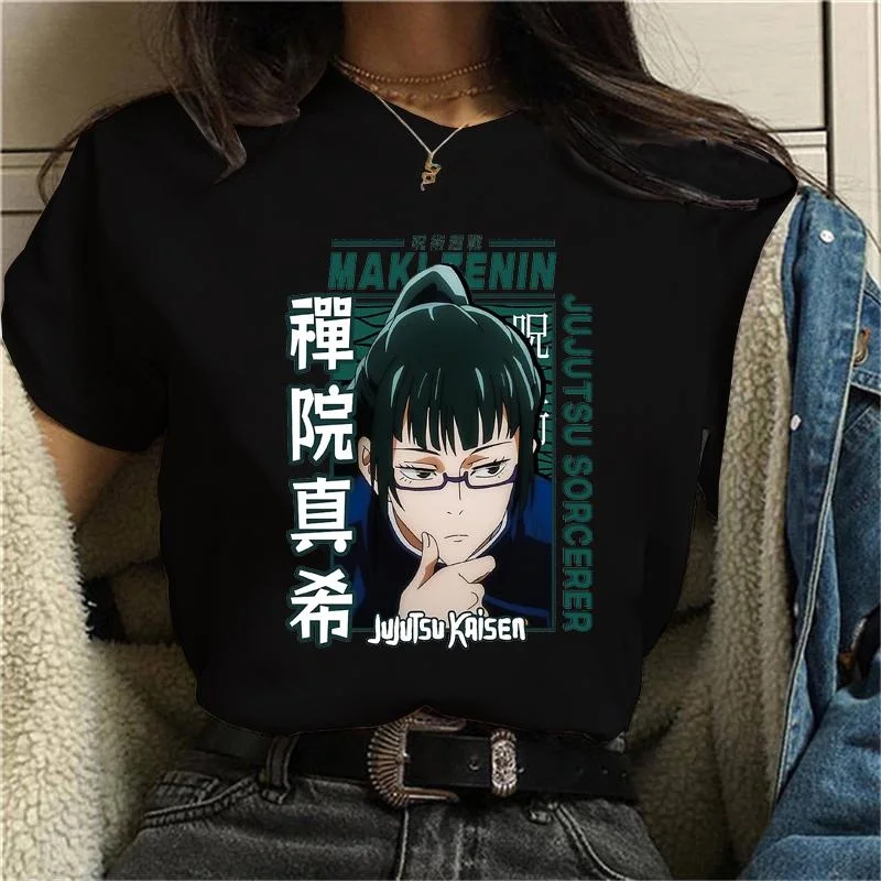 Anime T Shirt Zenin Maki Graphic Printed Round Neck Short Sleeve Women Fashion Casual Loose Tee Tops