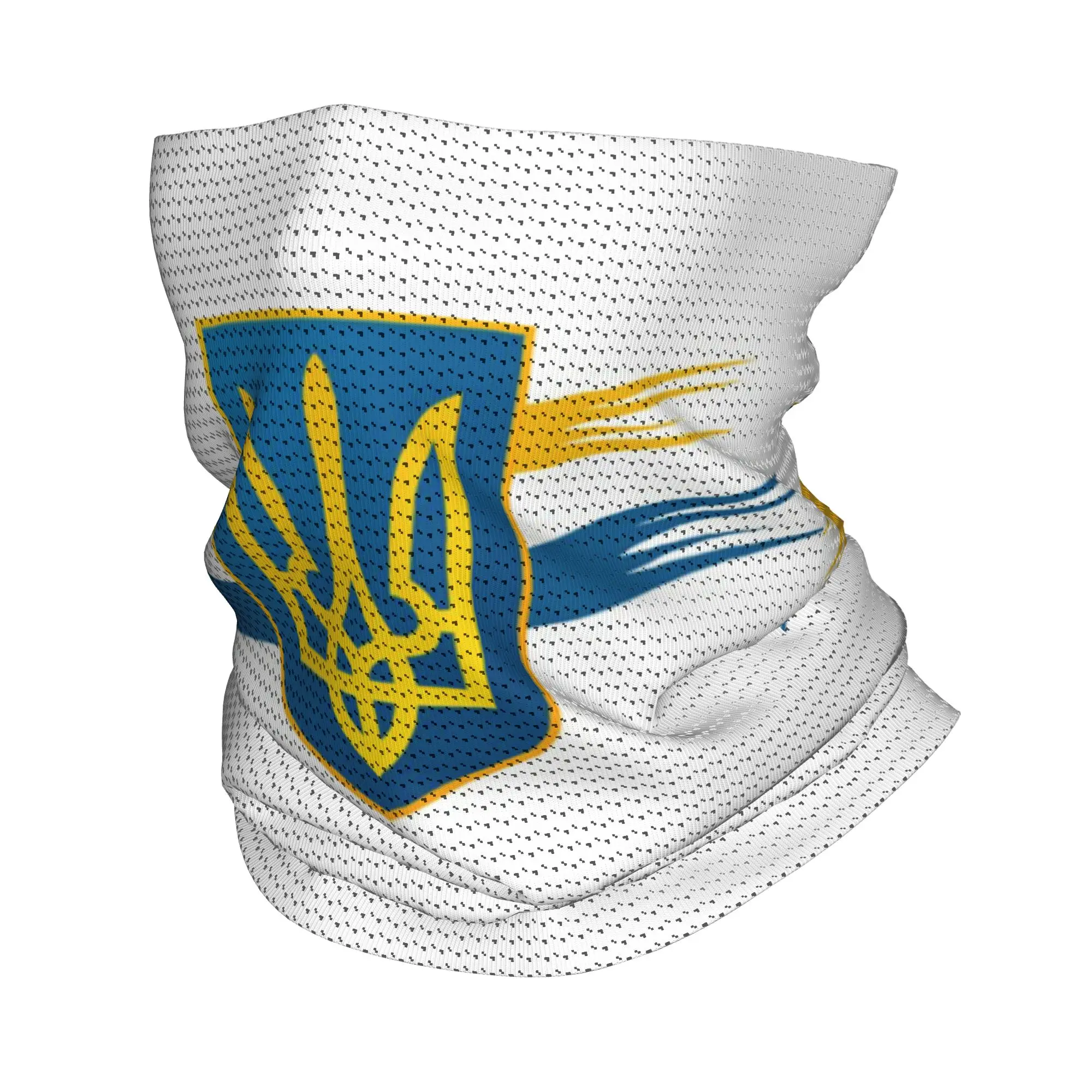 Custom Coat Of Arms Ukraine Flag Bandana Neck Gaiter for Hiking Hunting Women Men Wrap Scarf Ukrainian Trident Balaclava Warmer