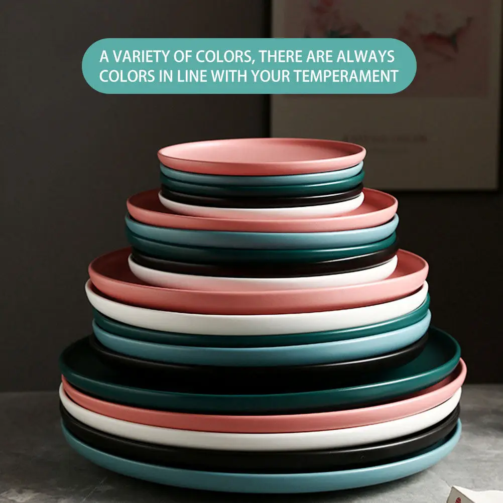 

1 шт. Цветная глазурованная керамическая тарелка, 8 дюймов, круглая, темно-зеленая, тонкая работа, пригодна для микроволновой печи, многофункциональная посуда для западной кухни