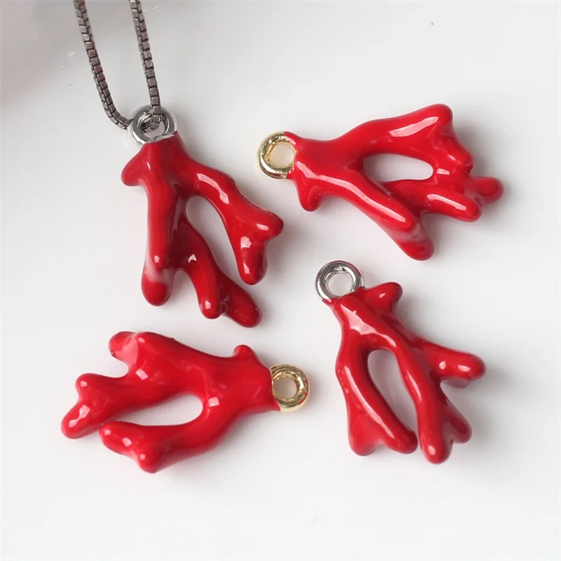 

Wholesale 54pcs/lot alloy drop oil cartoon coral shape metal floating locket charms diy jewelry earring/garment accessory