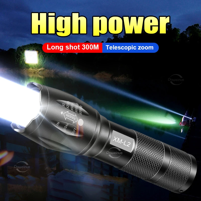 L2 lumière forte Portable LED Rechargeable EDC lampe de poche haute puissance 5 Modes lanterne puissante LED lampe torche à main pour l'extérieur