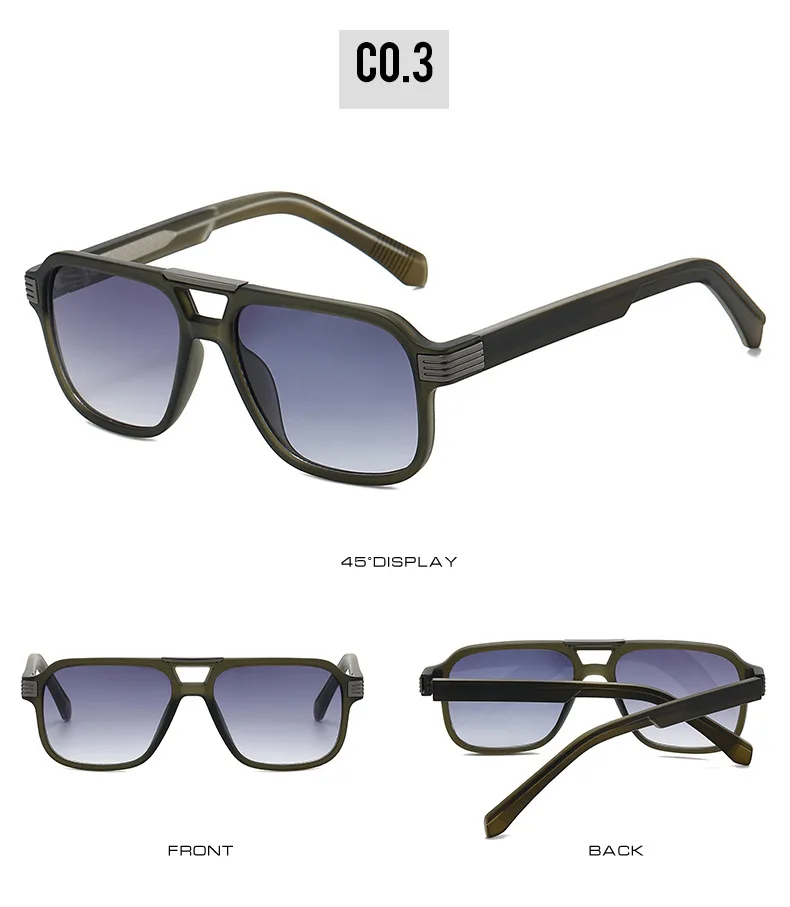 2026 Hochwertige Sonnenbrille für Herren und Damen Quadratische Pilotenbrille Luxuriöser Edelstahlkern Propionsäure UV400 Marken-Gafas Sol Hombre – Detail 9