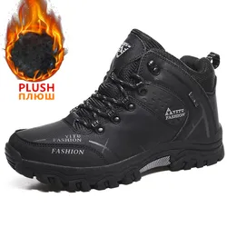 Botas de invierno impermeables de senderismo de cuero para hombre