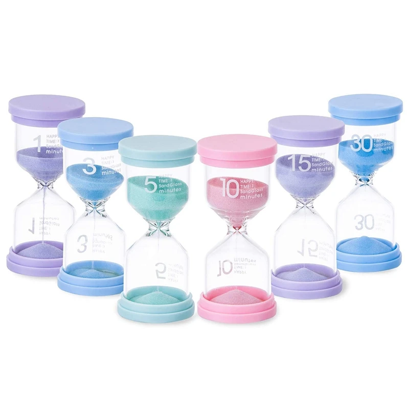 

6Pcs Sand Timers For Kids And Classroom - Big Plastic Sand Hour Glass Hourglass Set