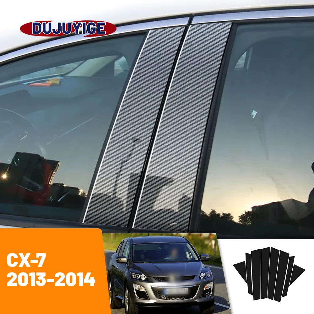 

For Mazda CX-7 CX7 2013-2014 Carbon Fiber Window Door Column Deal B C Pillar Post Cover Trim Sticker