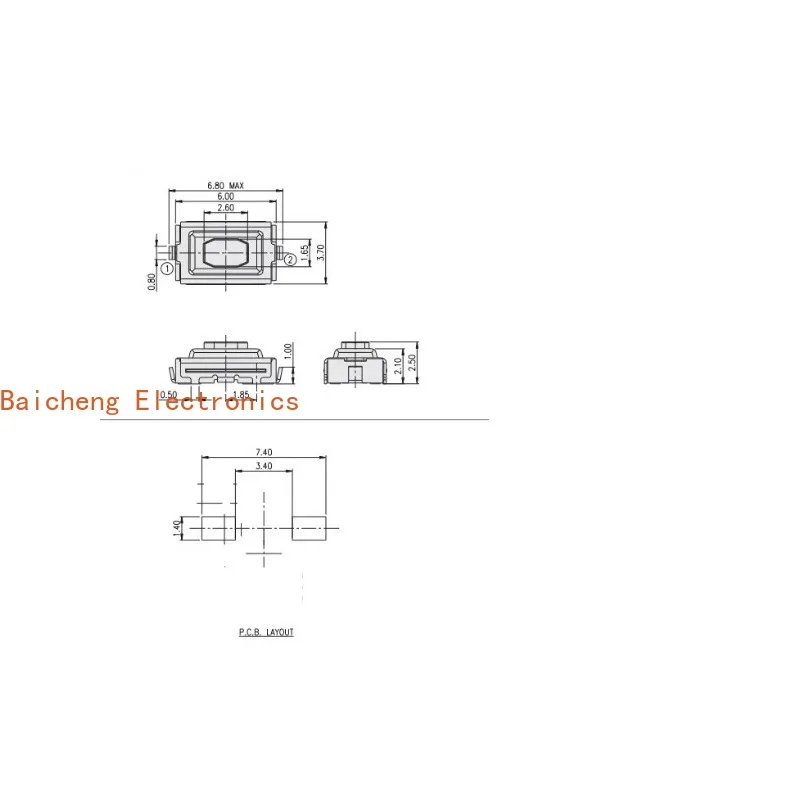 200PCS U-shaped inner patch with 2-pin touch micro movement 3 * 6 * 2.5mm small button white micro button switch