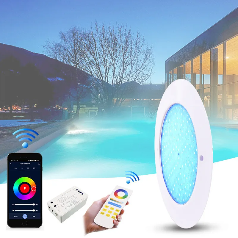 

LED Underwater Pool Lights Ultra-Thin RGB DC12V/24V Phone Tuya WIFI Controller Music IP68 Pipe Piscina Lamp LED Waterproof Lamps