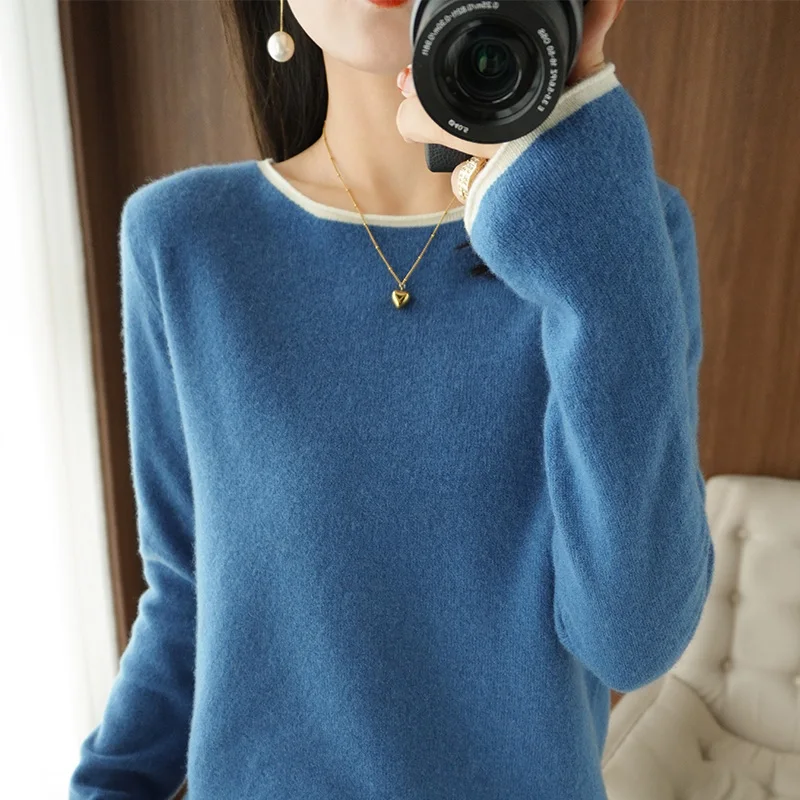 Hot Sale 100% Wool Women's Sweaters And Pullovers Autumn Female O-Neck Fashion Clothing Long SLeeve Soft Jumper Tops Spring