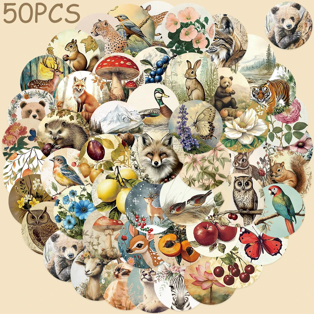 

50pcs Animal Forest Stickers Decals For Phone Scrapbook Luggage Guitar DIY Graffiti Aesthetic Stickers Kids Creative Toys Gifts